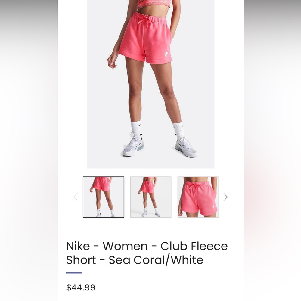 Nike Women's Athletic Pink Shorts Club fleece shorts in sea coral